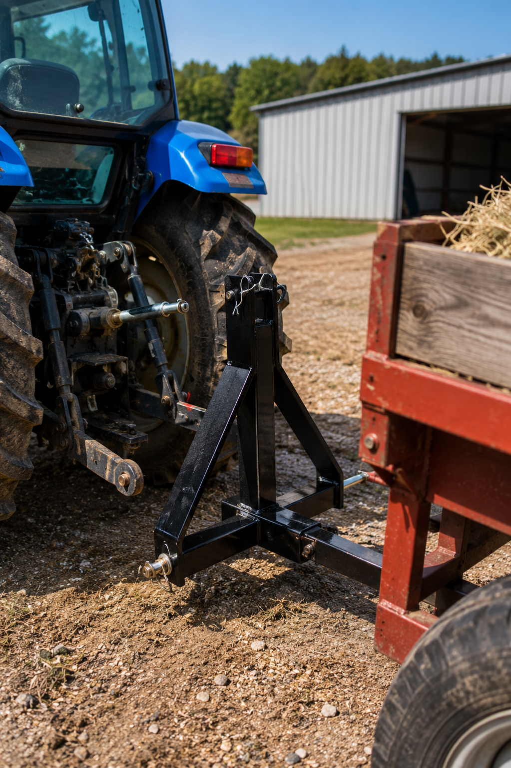 3 Point 2" Receiver Trailer Hitch Drawbar Adapter for Category 1 Tractors