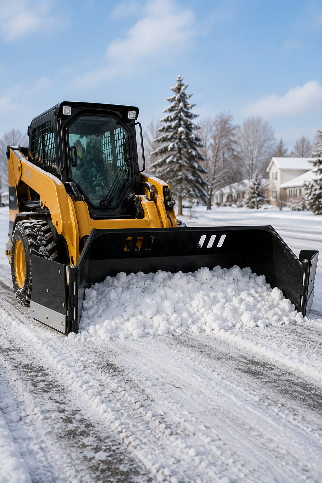 91" Skid Steer Snow Bucket with Hydraulic Wings - Heavy Duty Steel Snow Cleaning Attachment