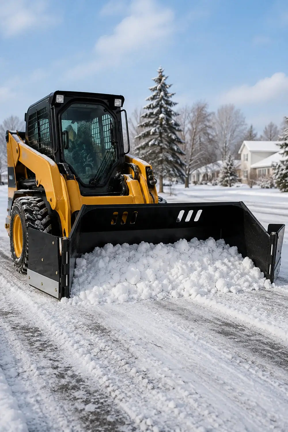 91" Skid Steer Snow Bucket with Hydraulic Wings, Heavy-Duty Snow Removal Attachment