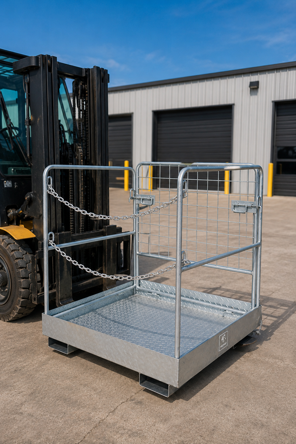 36" x 36" Forklift Safety Cage - 750 lbs Capacity - Zinc-Coated Foldable Work Basket