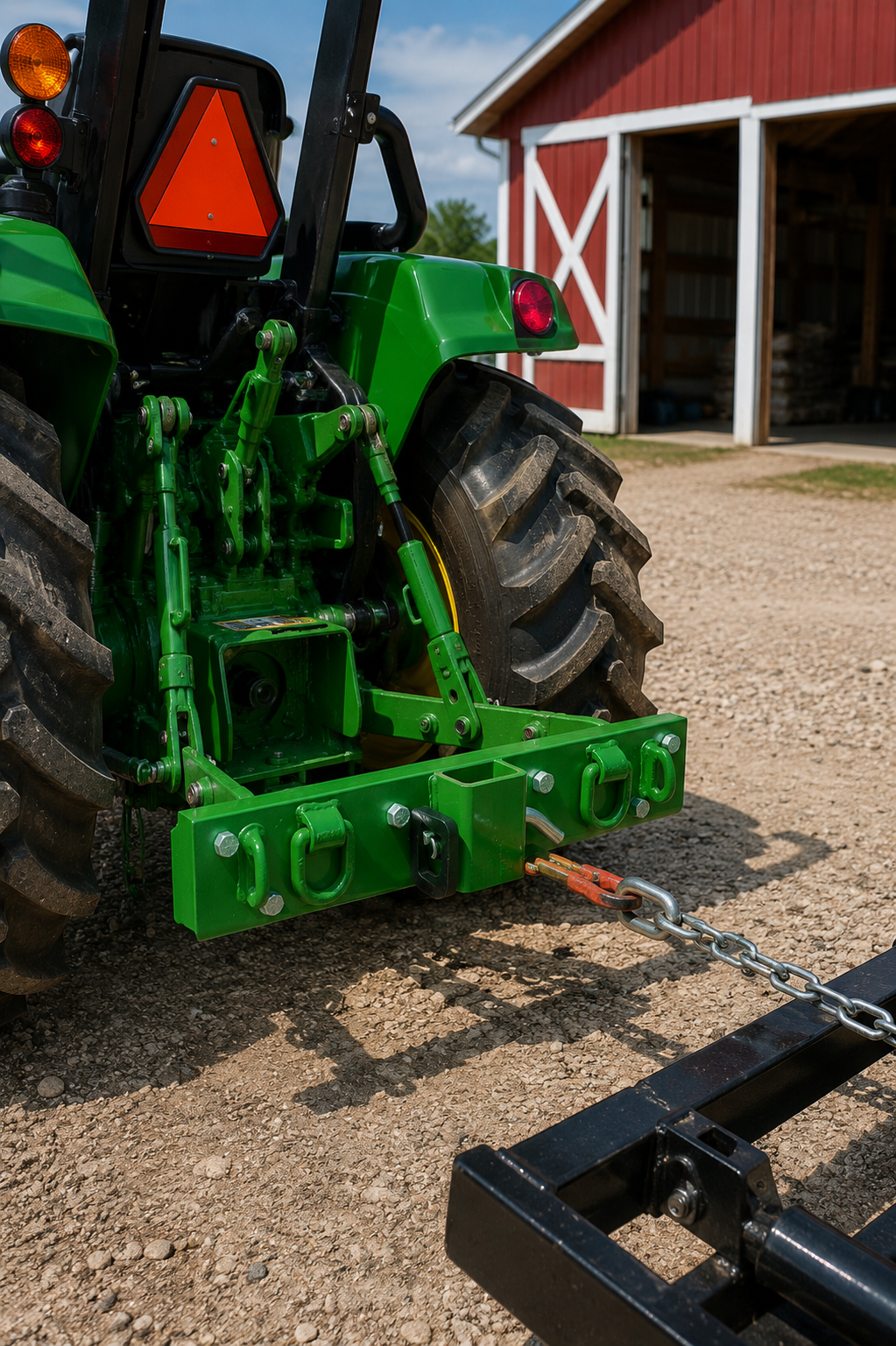 Green Tractor Grab Hooks with 2" Receiver for John Deere Compact Tractors