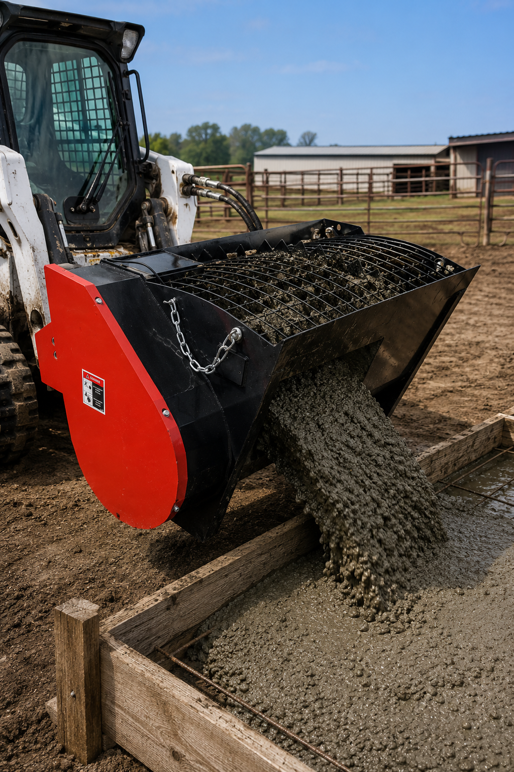 280Lt Skid Steer Concrete Mixer Bucket Attachment - Universal Quick Tach - Hardox Steel