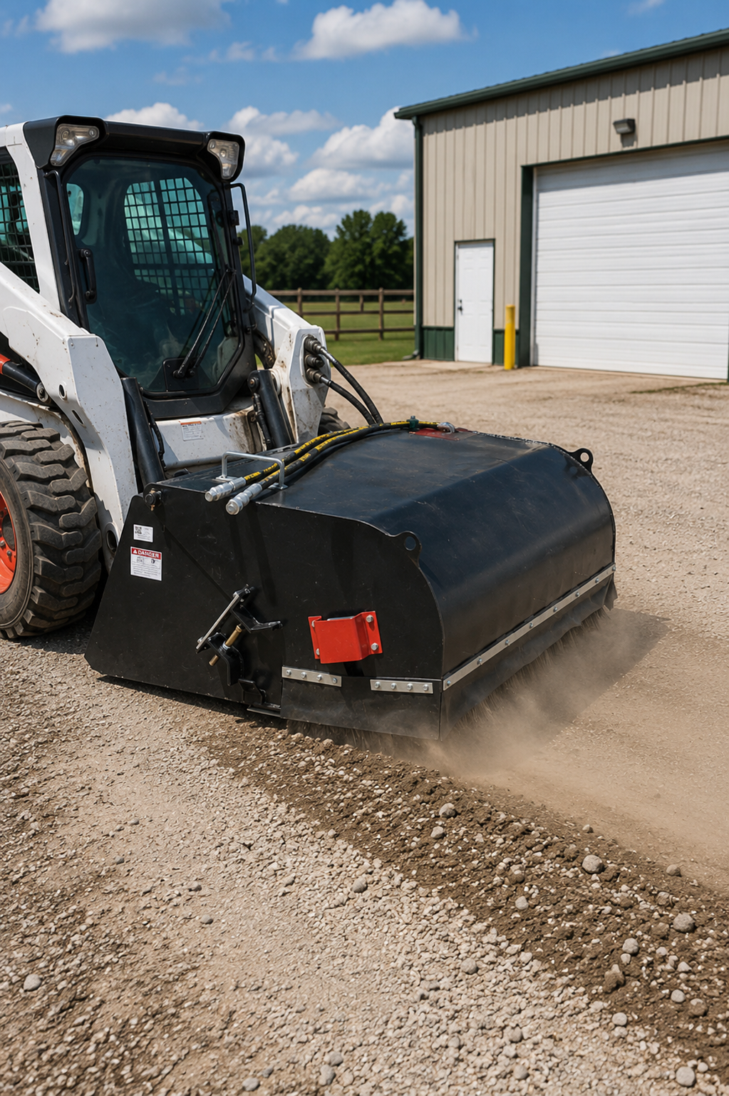 72" Skid Steer Pick up Box Broom Sweeper - Universal Quick Attach - Bi-Directional
