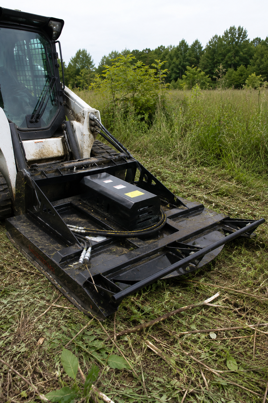 72" Heavy Duty Skid Steer Hydraulic Brush Cutter Attachment - Universal Quick Attach