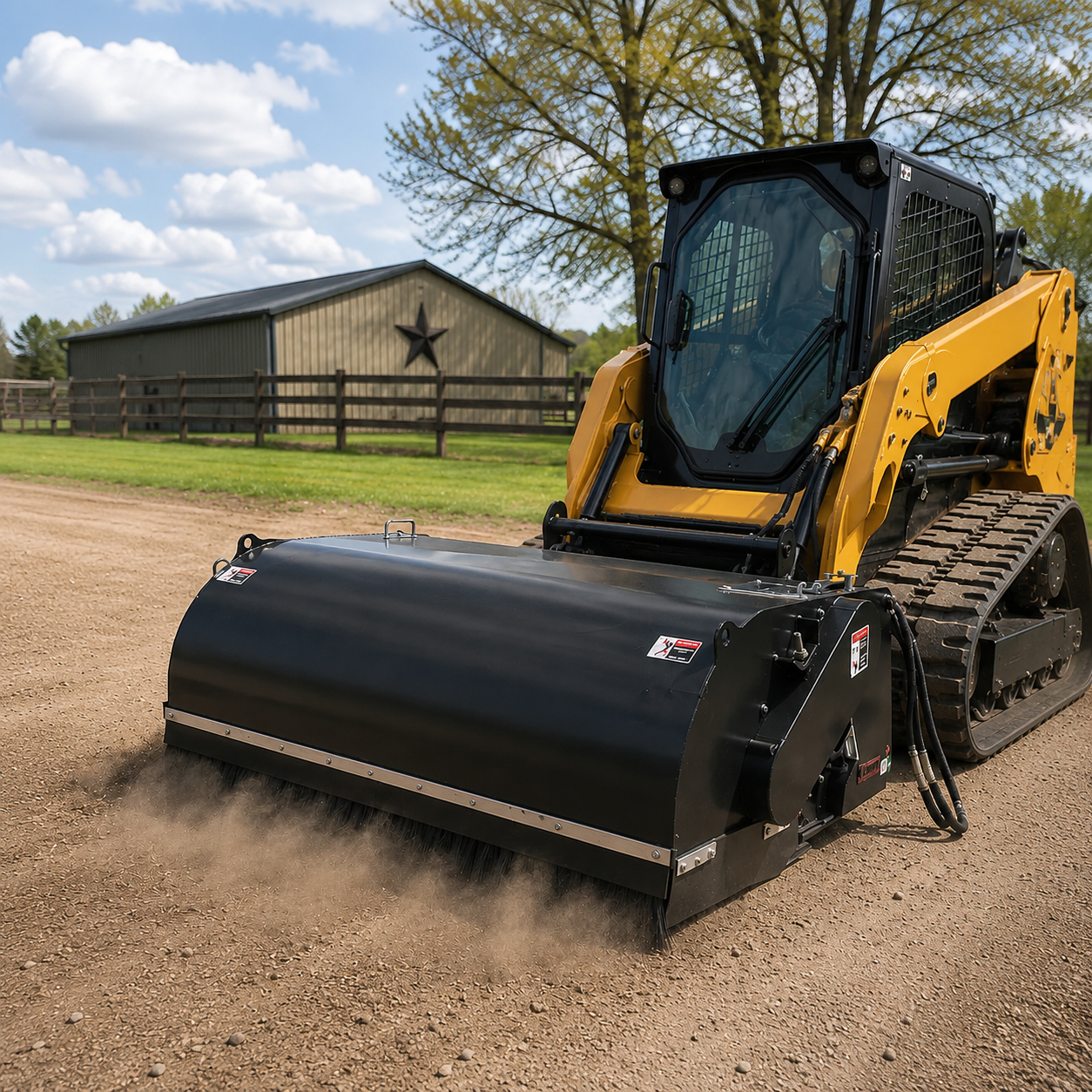 83" Hydraulic Pickup Box Broom Sweeper, Universal Skid Steer Quick Attach