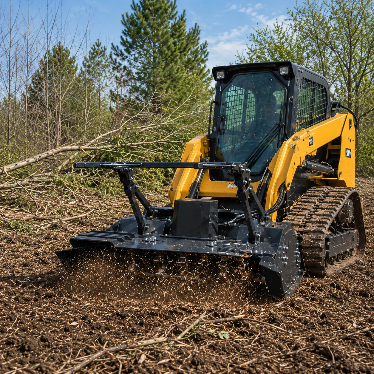 72" Heavy-Duty Skid Steer Disc Mulcher Attachment, Universal Quick Attach