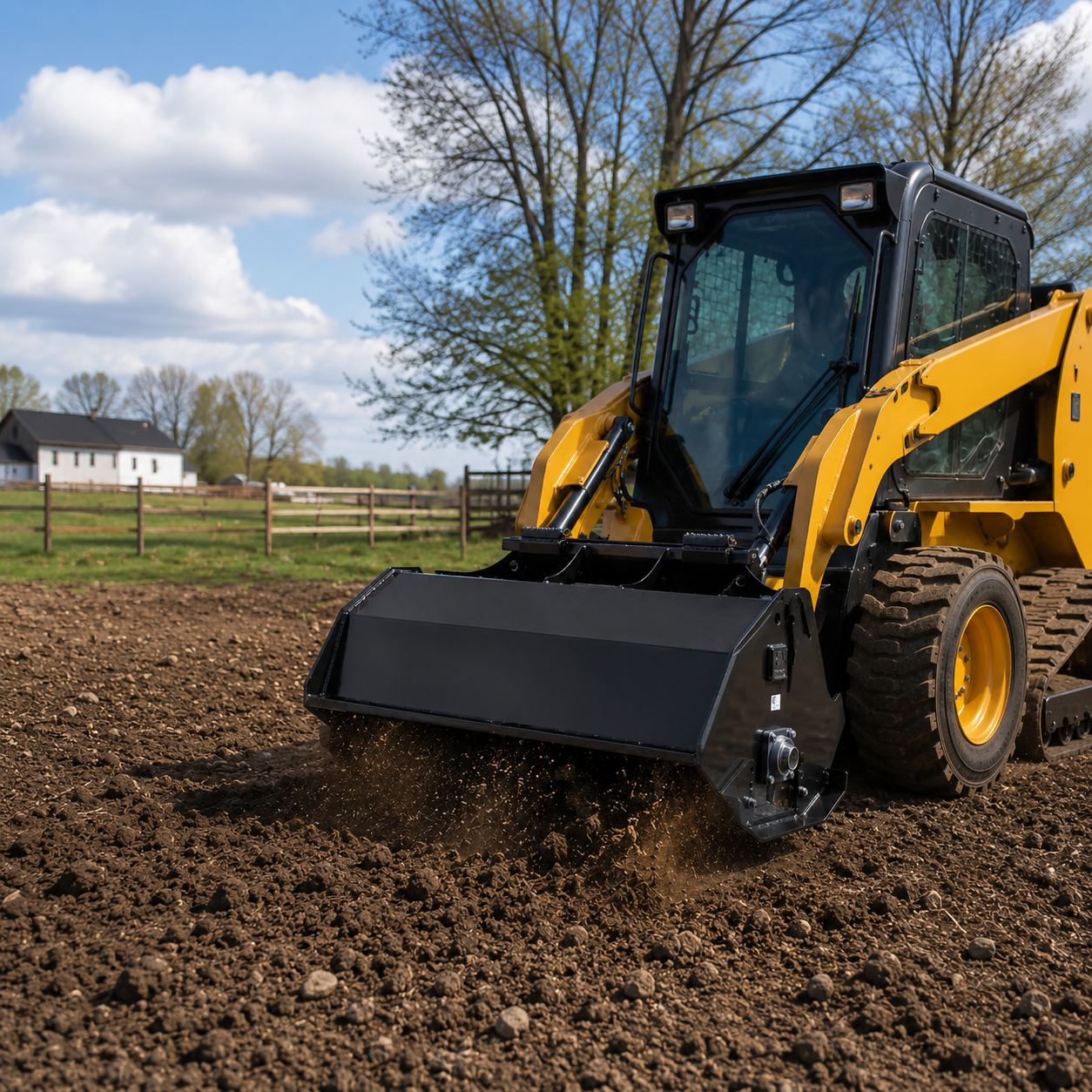 44" Hydraulic Compact Wheel Loader Rotary Tiller Attachment, Direct Drive