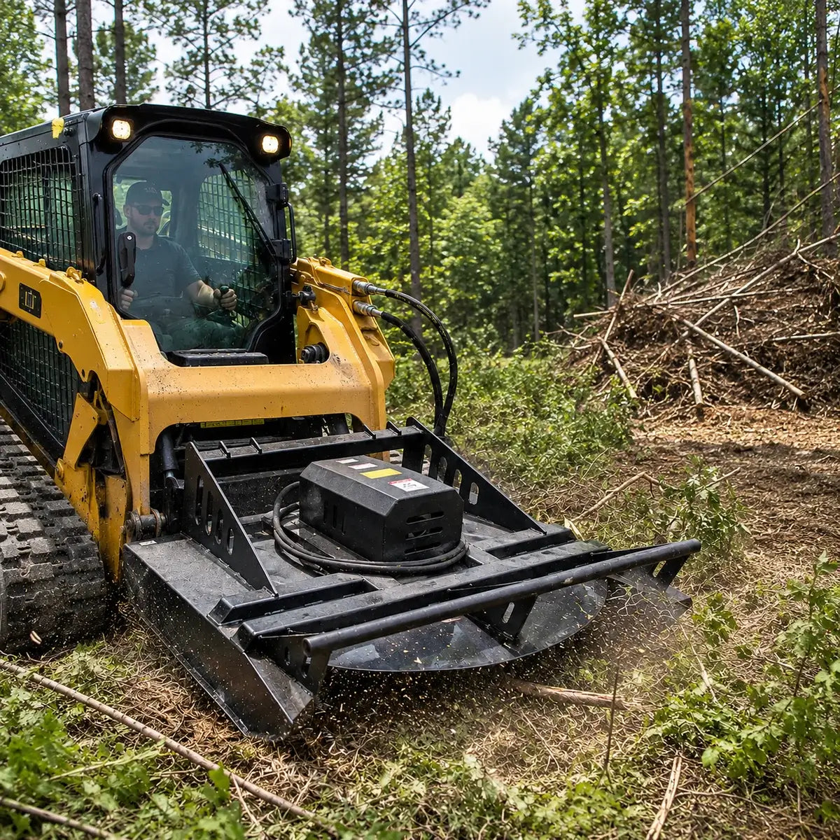 65" Hydraulic Skid Steer Brush Cutter, Heavy-Duty Brush Hog, Universal Quick Attach