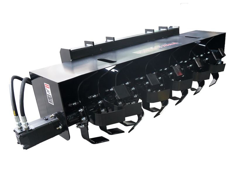 72" Skid Steer Light Duty Hydraulic Rototiller - Bi-Directional Rotary Tiller Attachment