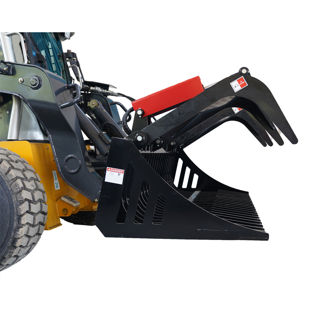 72" Rock Grapple Bucket for Skid Steer Attachment Quick Attach