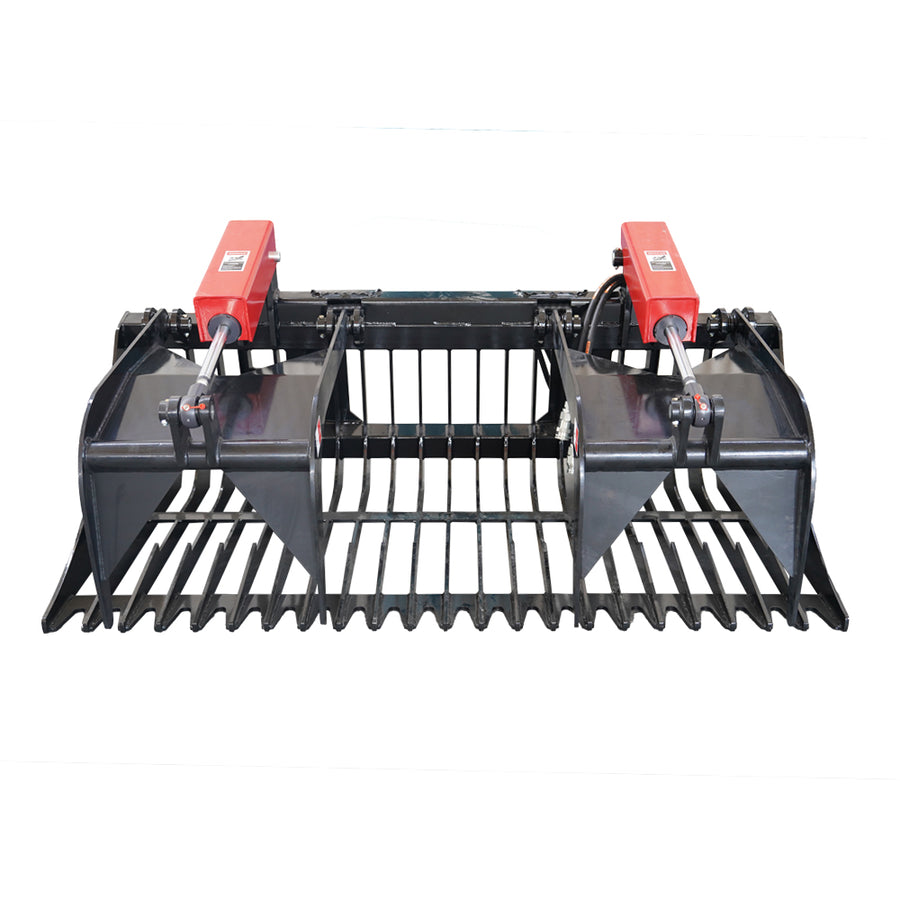 72" Heavy Duty Rock Grapple Bucket for Skid Steer Attachment - Twin Cylinder