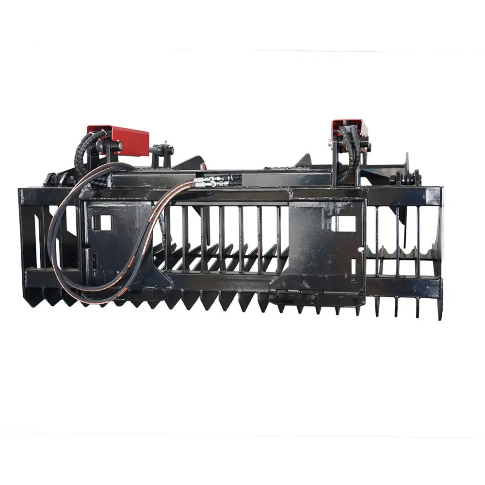 72" Heavy-Duty Skid Steer Rock Grapple Bucket, Twin Hydraulic Cylinders, Quick Attach