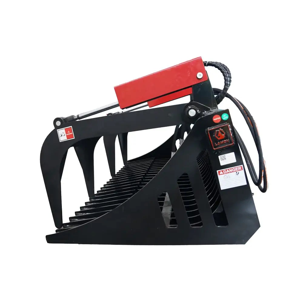 72" Heavy-Duty Skid Steer Rock Grapple Bucket, Twin Hydraulic Cylinders, Quick Attach