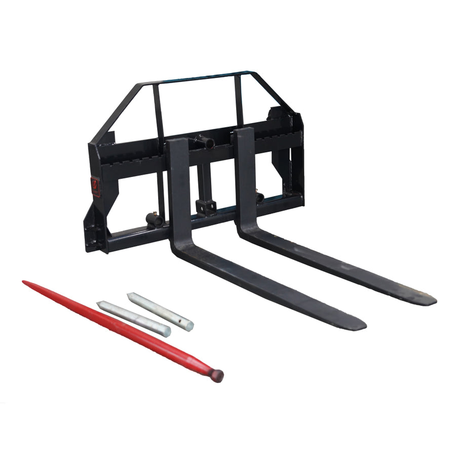 John Deere Compatible Pallet Fork Frame & Hay Frame Attachment - Hook and Pin Style - Includes Spears & 2" Receiver