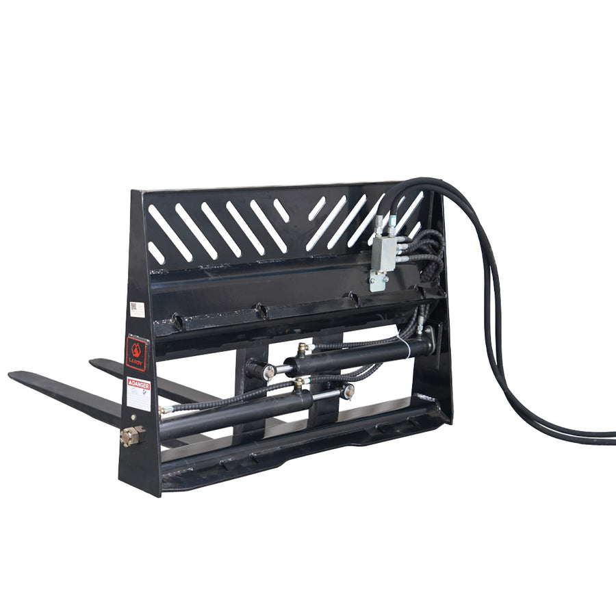 2000kg Capacity Skid Steer Hydraulic Positioning Pallet Forks - Universal Quick Attach - Class 2A