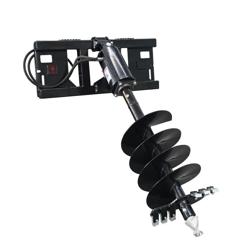 Skid Steer Post Hole Auger Drive Attachment, 12” Diameter Auger, 46” Drilling Depth, Standard Flow