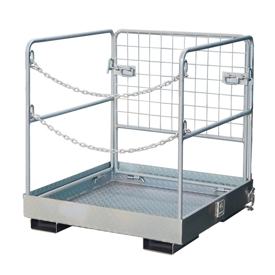 36" x 36" Forklift Safety Cage - 750 lbs Capacity - Zinc-Coated Foldable Work Basket