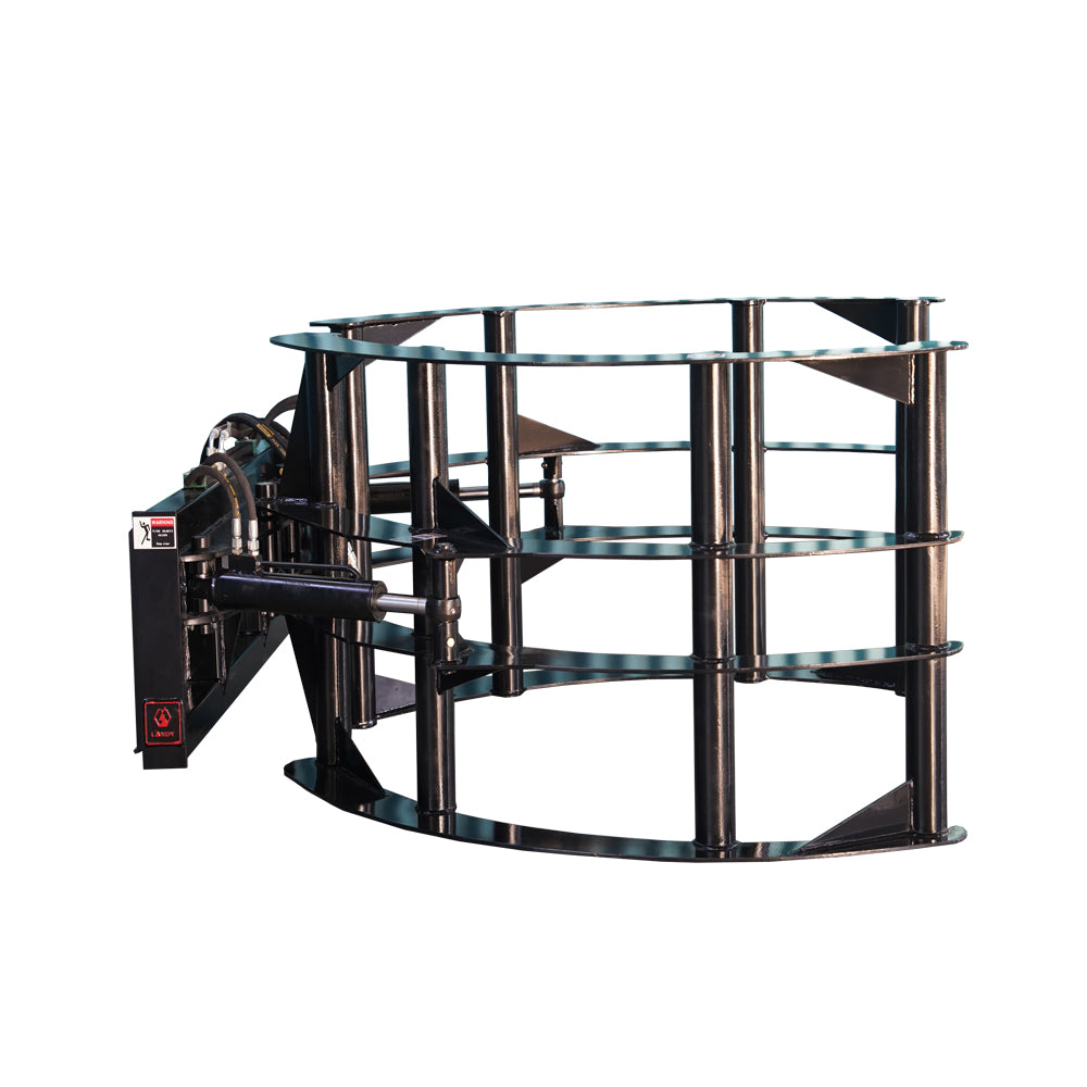 attachMan Hydraulic Hay Bale Grab for Skid Steer & Tractor - 2800 lb Capacity Round Bale Handler
