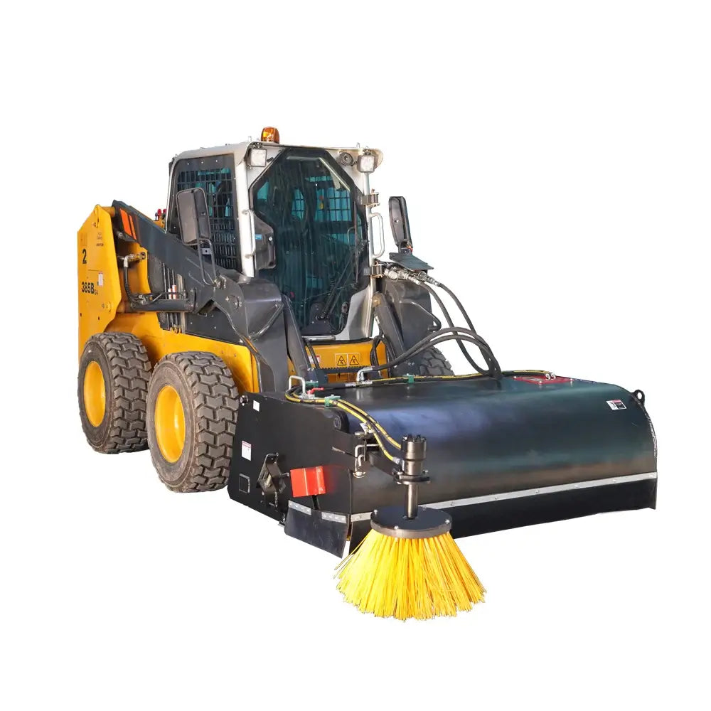 72" Skid Steer Pickup Box Broom Sweeper with Side Edge Brush, Universal Quick Attach