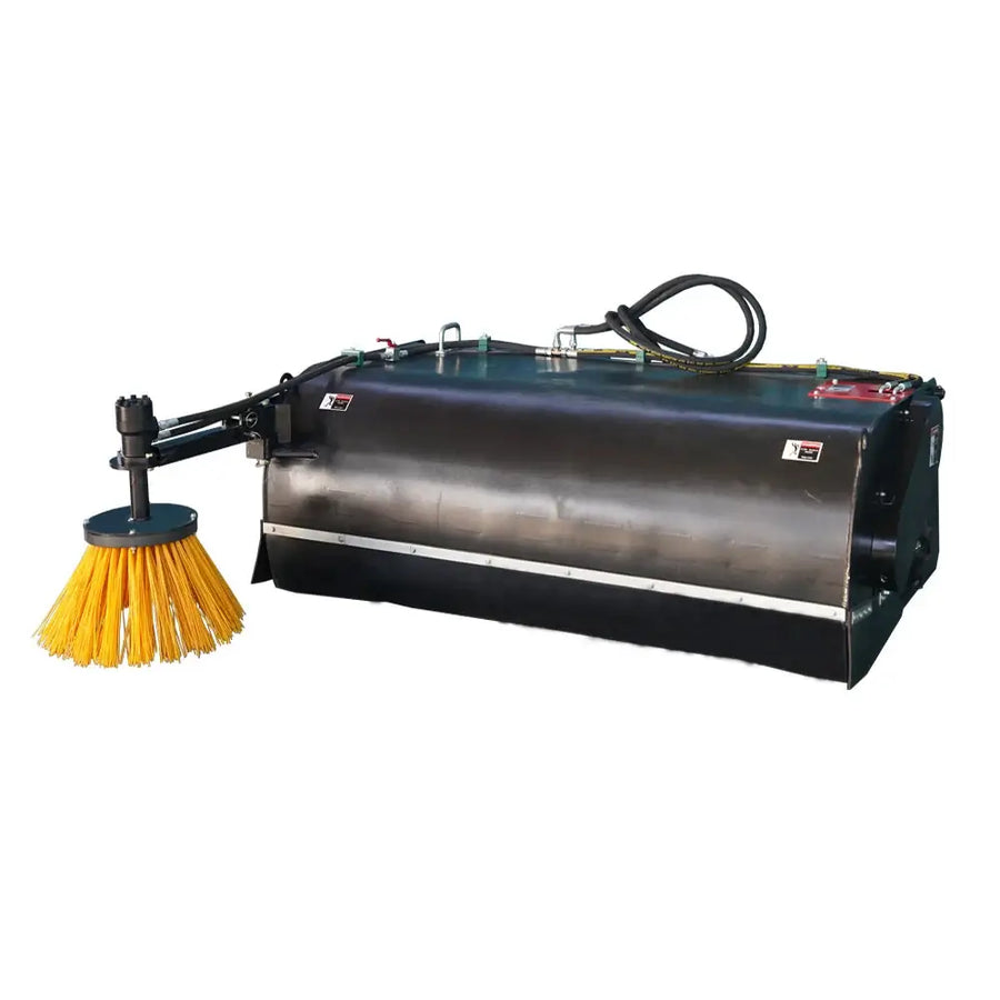 72" Skid Steer Pickup Box Broom Sweeper with Side Edge Brush, Universal Quick Attach