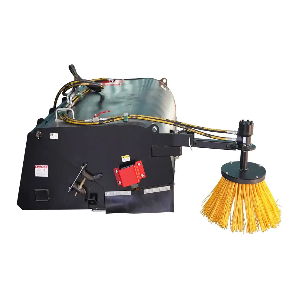 72" Skid Steer Pickup Box Broom Sweeper with Side Edge Brush, Universal Quick Attach