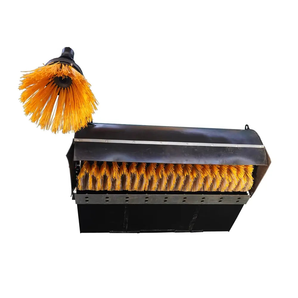 72" Skid Steer Pickup Box Broom Sweeper with Side Edge Brush, Universal Quick Attach