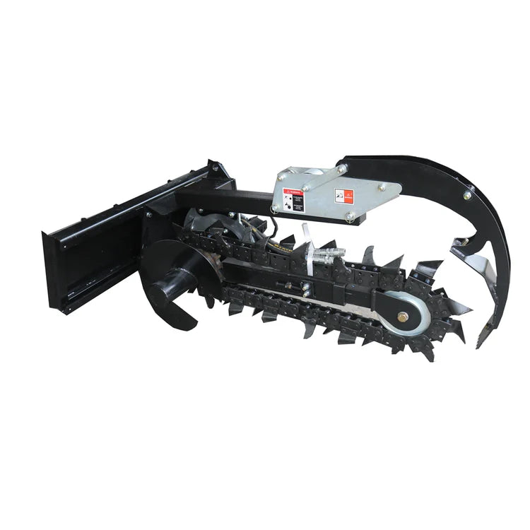 Skid Steer Trencher Attachment - 6" Cutting Width, Adjustable Depth up to 37" - Universal Quick Attach