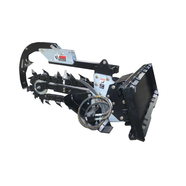 Skid Steer Trencher Attachment - 6" Cutting Width, Adjustable Depth up to 37" - Universal Quick Attach