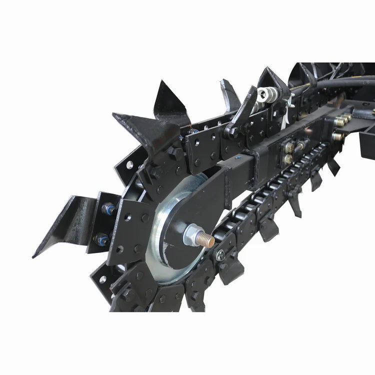 Skid Steer Trencher Attachment - 6" Cutting Width, Adjustable Depth up to 37" - Universal Quick Attach