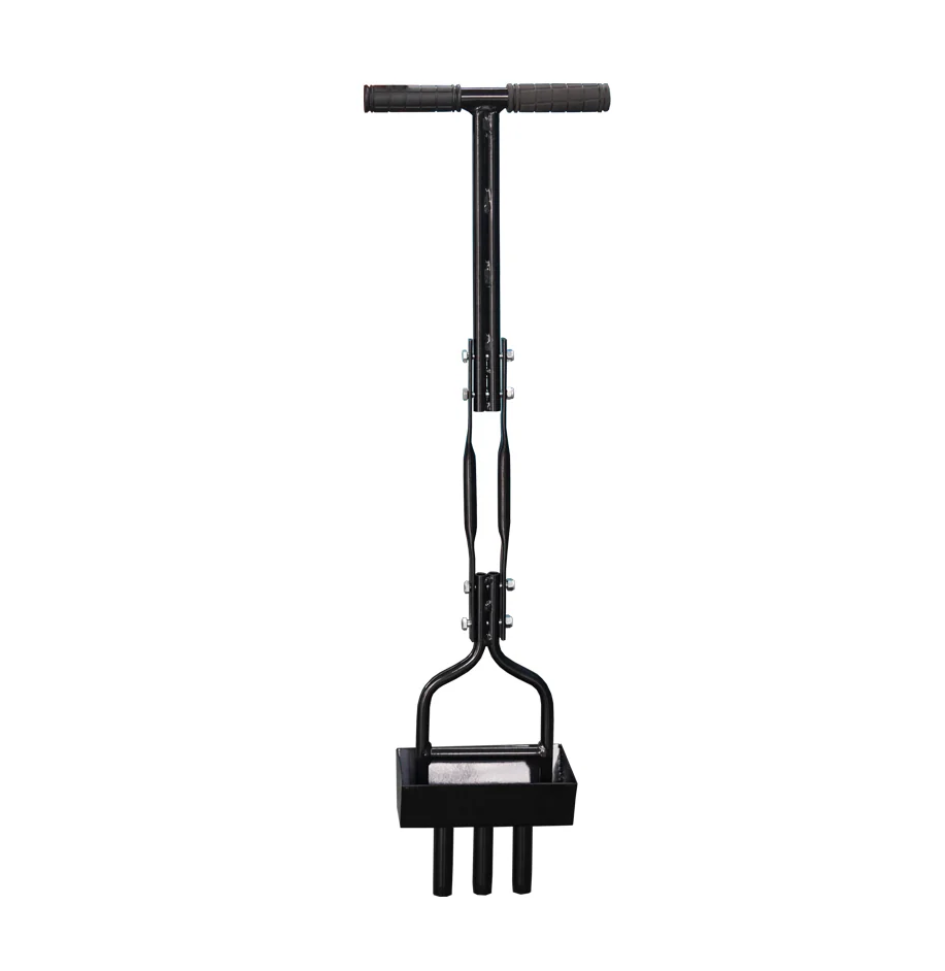 Manual Lawn Aerator with Collection Tray - 3 Hollow Tines Soil Corer Tool