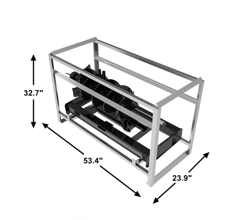 Skid Steer Post Hole Auger Drive Attachment, 12” Diameter Auger, 46” Drilling Depth, Standard Flow
