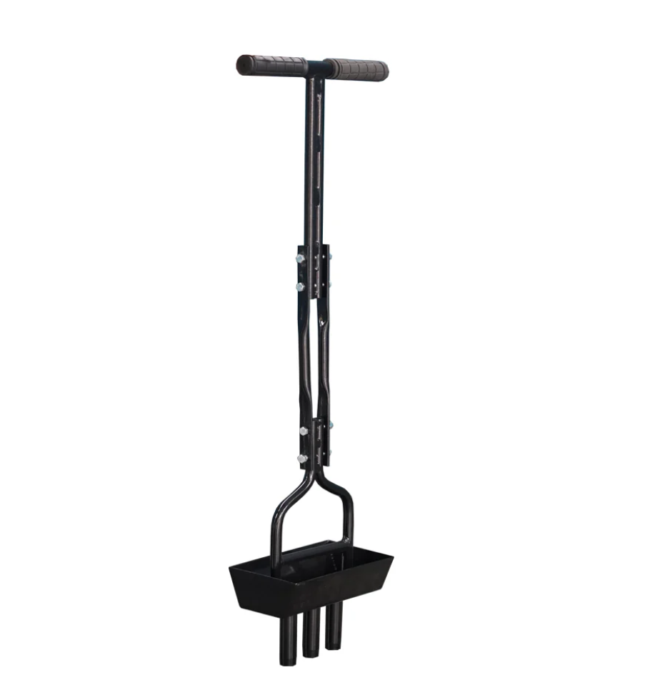 Manual Lawn Aerator with Collection Tray - 3 Hollow Tines Soil Corer Tool